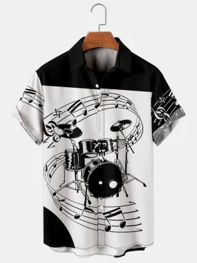 Men's Music Drum Splicing Casual Shirt for men and women