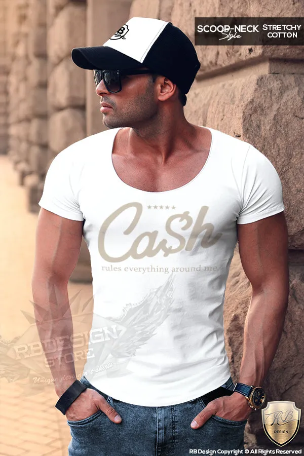 Men's Scoop Neck T-shirt Cash Rules Everything Around Me MD821