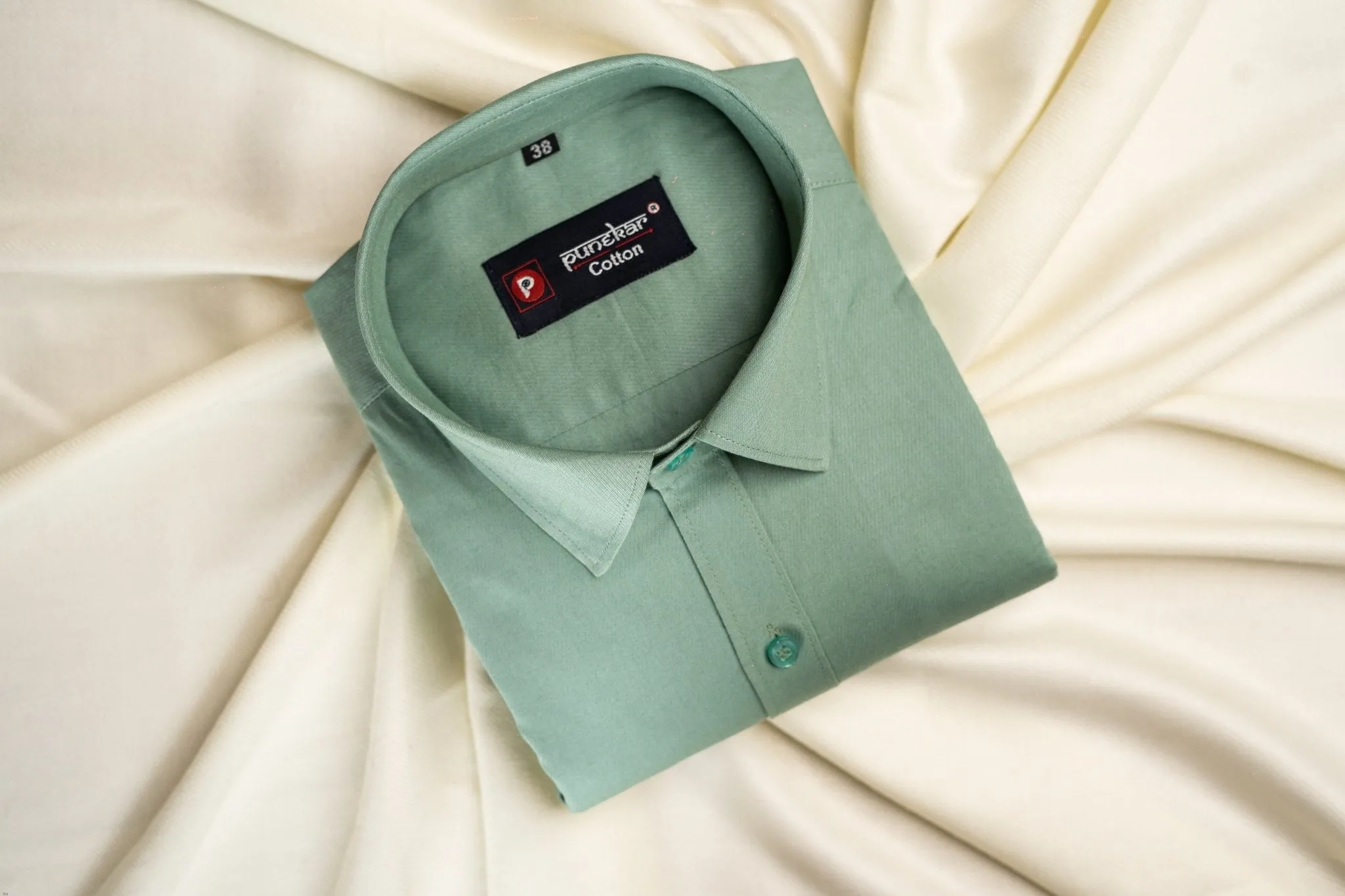 Mint Color Satin Mecerised Cotton Shirt For Men