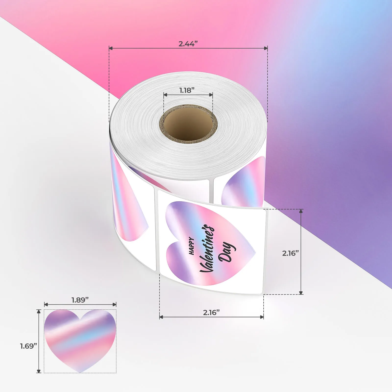 MUNBYN 2" Gradient Heart Shaped Thermal Labels