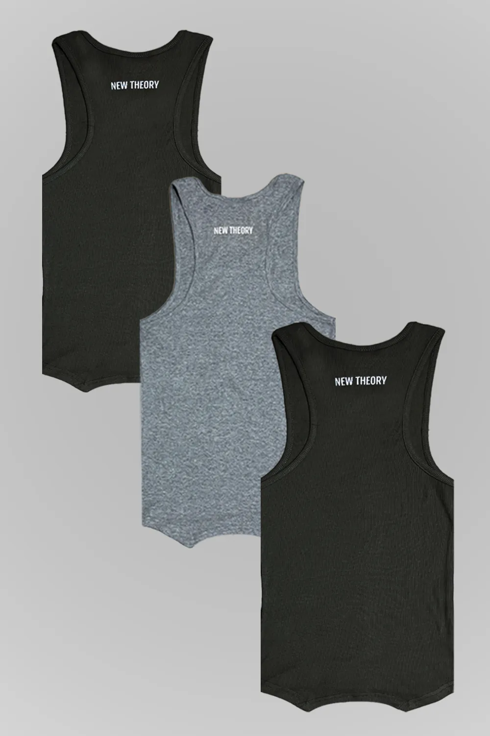 Muscle-Up Ribbed Tank - 3pk Black and Grey