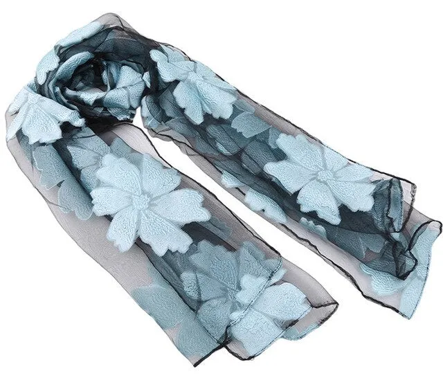 New Spring Summer Scarf Leaf Cut Flowers Scarves  Cover Up For Women Shawls