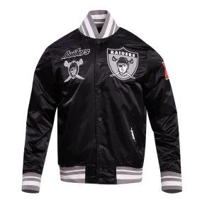 NFL OAKLAND RAIDERS RETRO CLASSIC MEN'S RIB SATIN JACKET (BLACK/GREY)