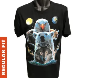 North American Animal Totem Adults T-Shirt (Black)