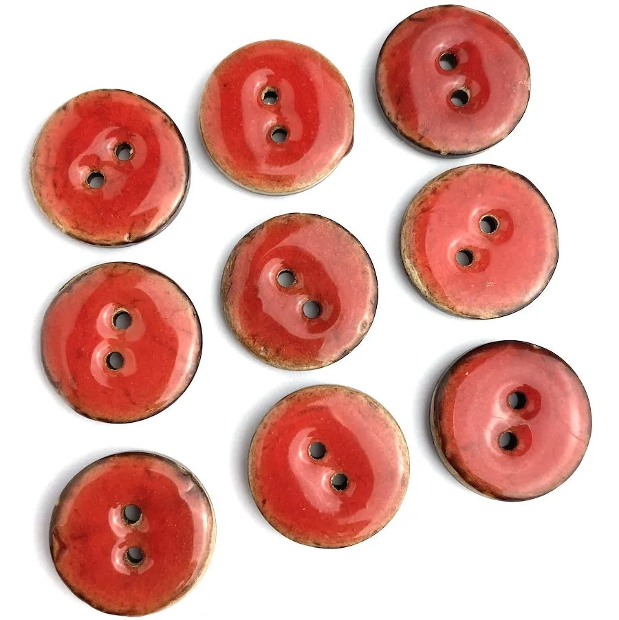 Orange-Red Shiny Round 2-Hole Coconut Button 11/16"   #SWC-119