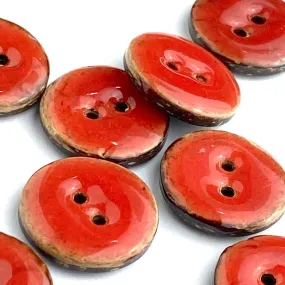 Orange-Red Shiny Round 2-Hole Coconut Button 11/16"   #SWC-119