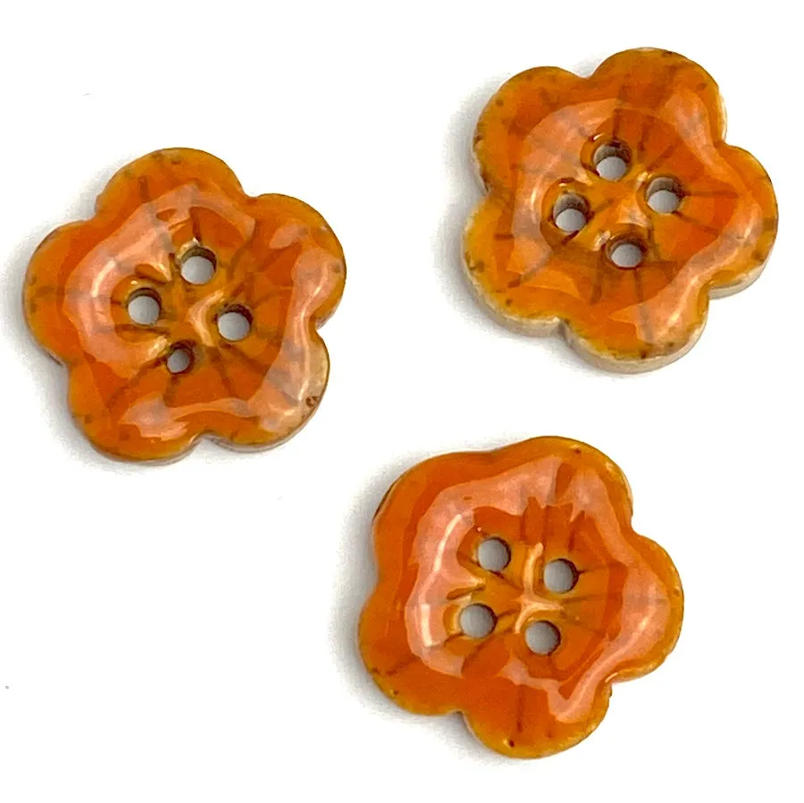 Orange Sakura Coconut Button 5/8"   #SWC-116  Handpainted, Shiny