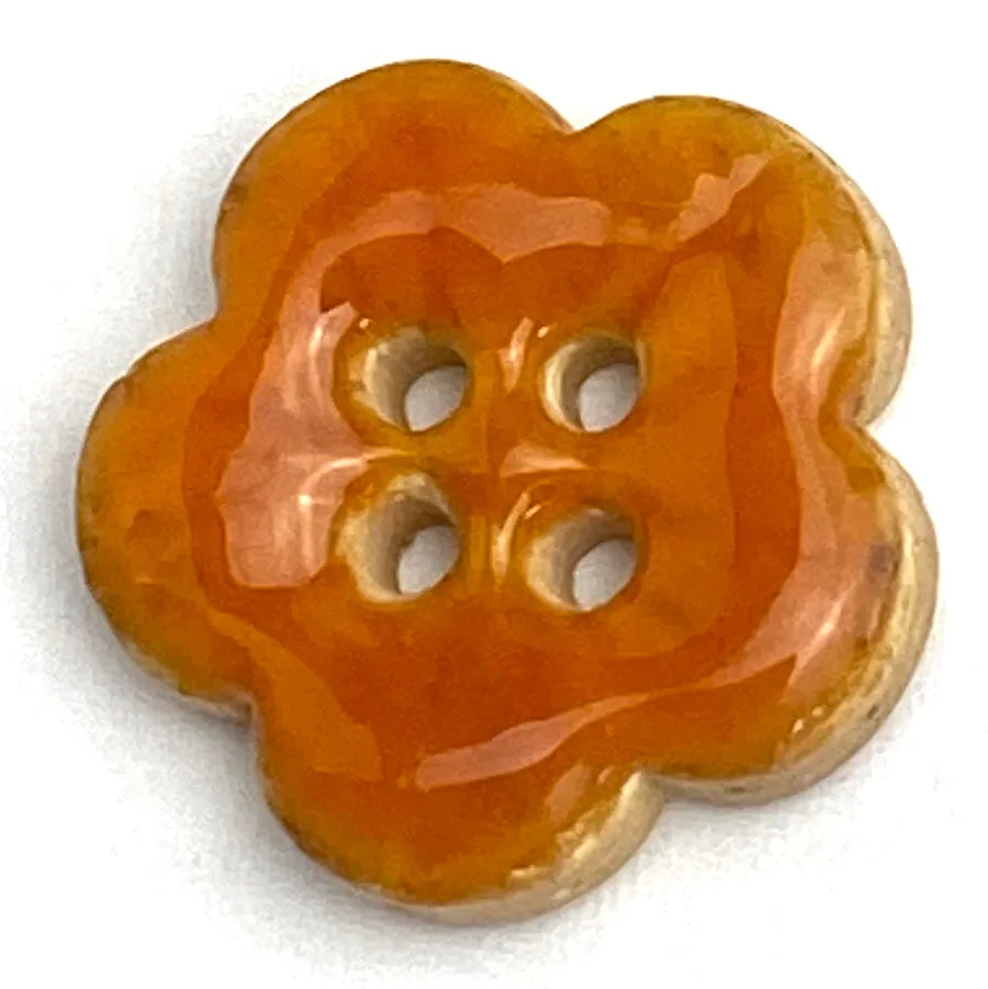 Orange Sakura Coconut Button 5/8"   #SWC-116  Handpainted, Shiny