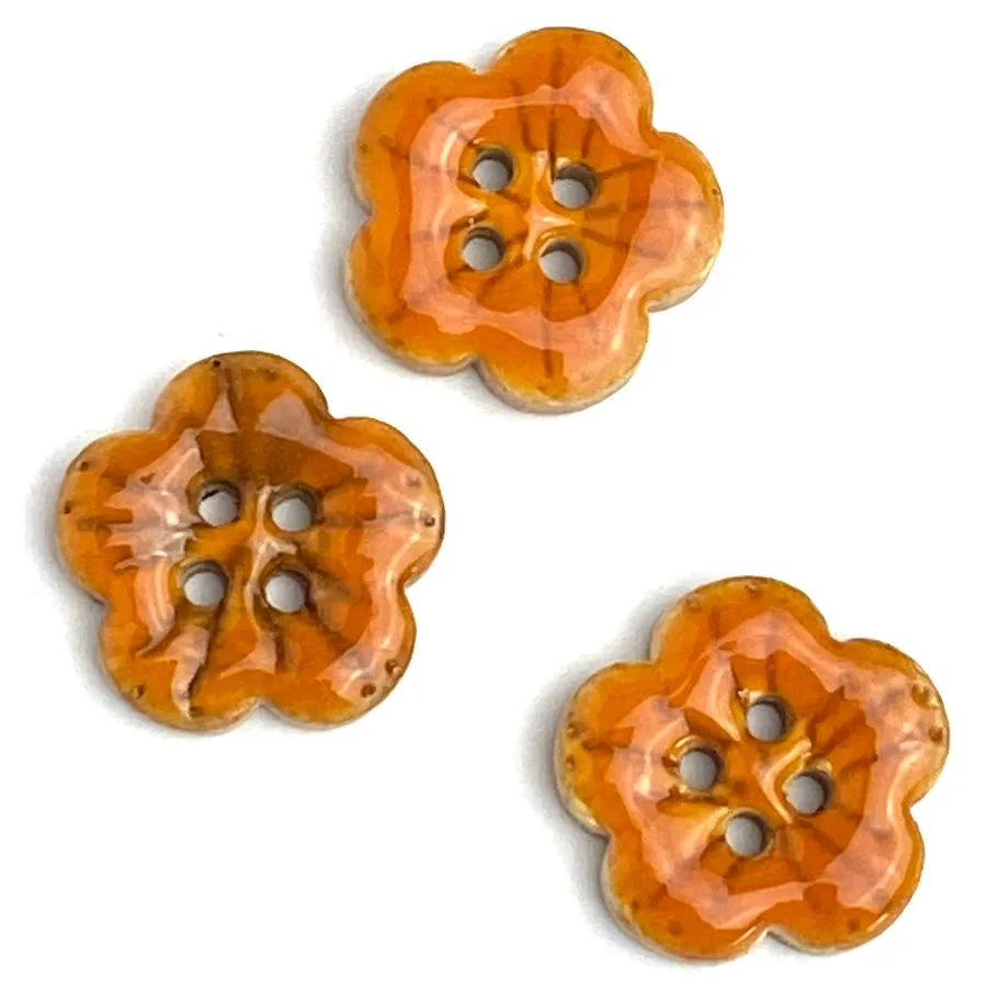 Orange Sakura Coconut Button 5/8"   #SWC-116  Handpainted, Shiny