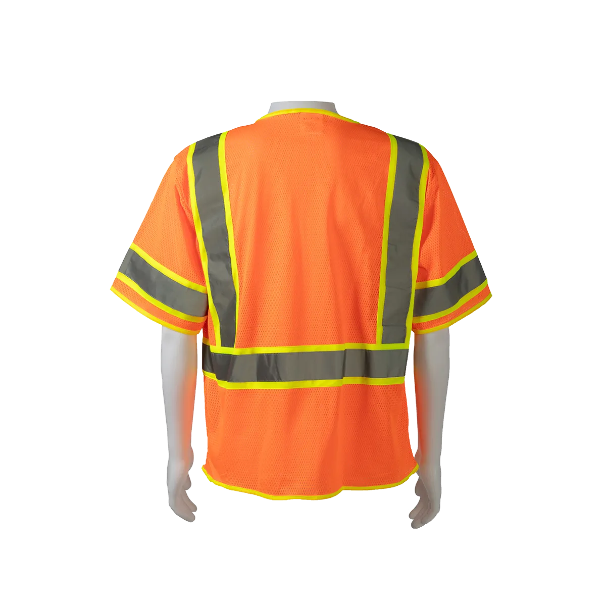 OVM3-CB1 ANSI 107-2020 Class 3 Orange Mesh Lime Contrast Two Tone DOT Surveyors Safety Vest, Deluxe