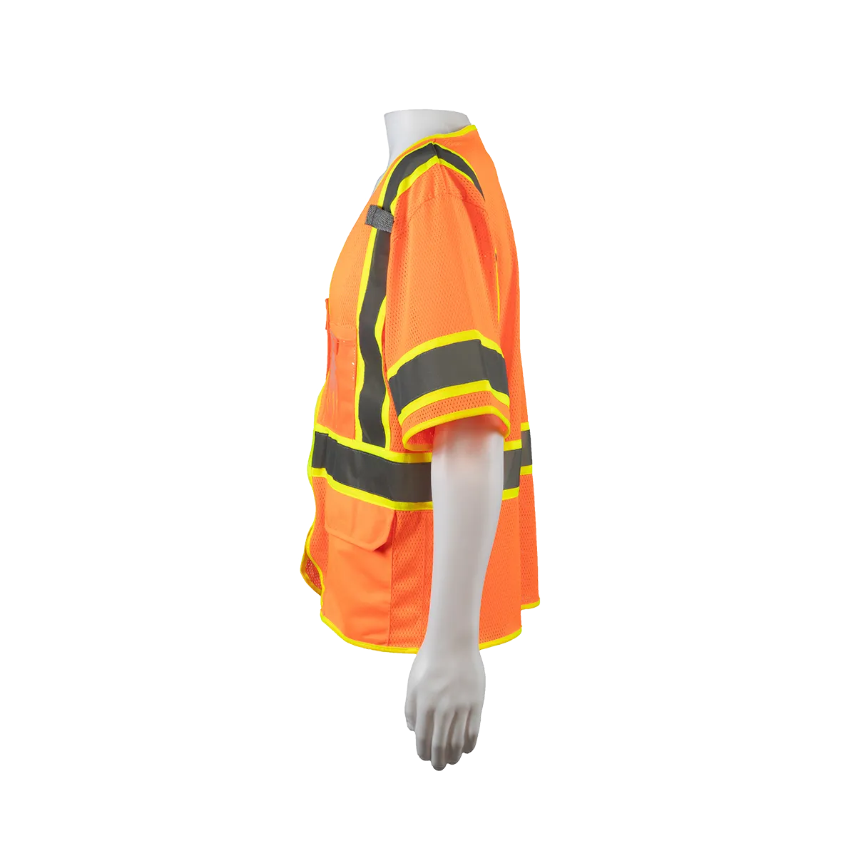 OVM3-CB1 ANSI 107-2020 Class 3 Orange Mesh Lime Contrast Two Tone DOT Surveyors Safety Vest, Deluxe