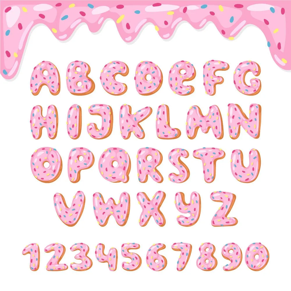 Pink Donut Birthday Shirt with Printed Frosted Number and Sprinkle Name