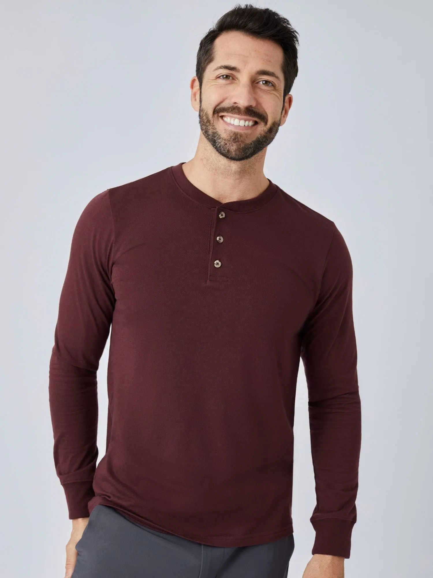 Port Red Long Sleeve Henley