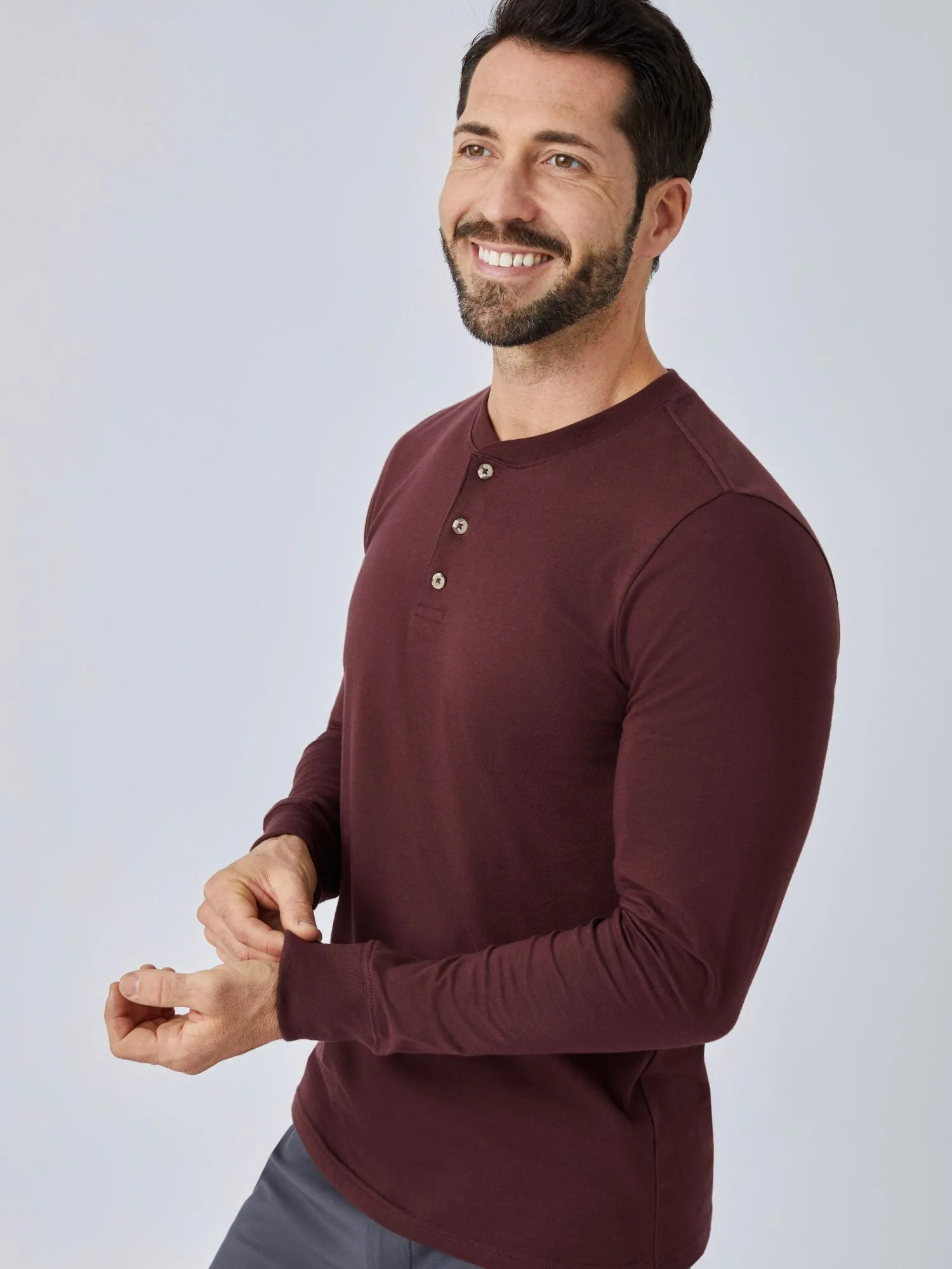 Port Red Long Sleeve Henley