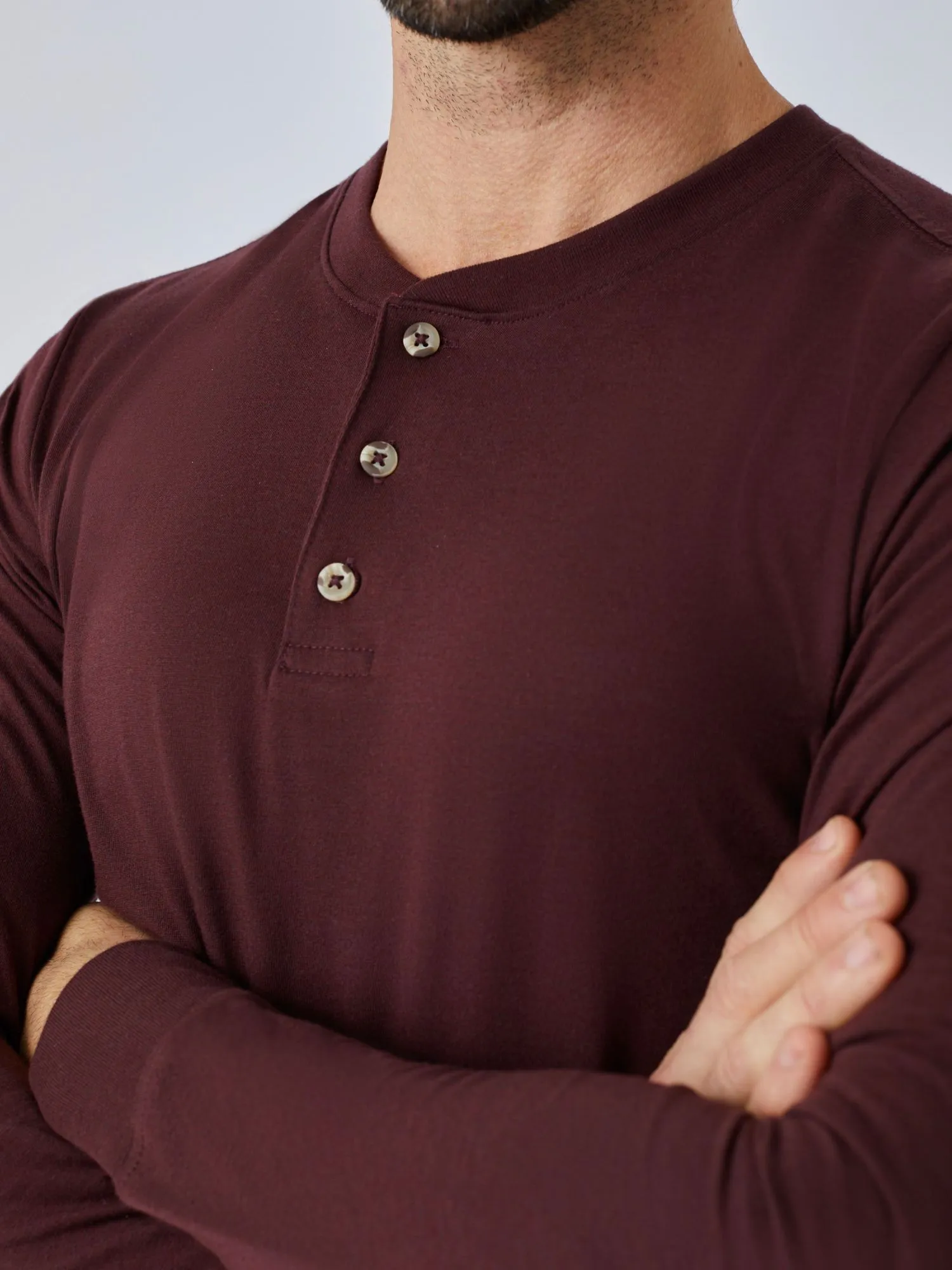 Port Red Long Sleeve Henley