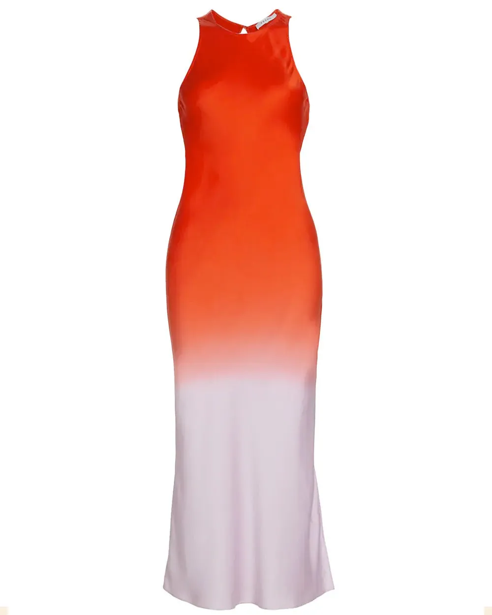 Red and Orange Bias Dip Dye Midi Dress