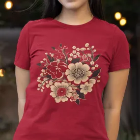 Red Floral Shirt, Chinese New year Shirt, 2025 CNY Shirt, Comfort Colors Flower Shirt, Lunar New Year T-Shirt, Oriental Flower Shirt