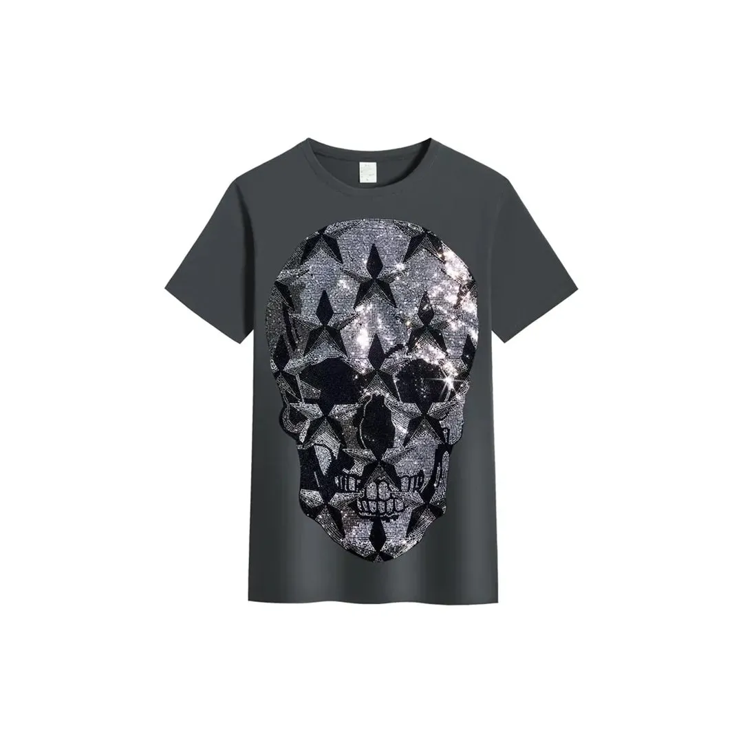 Rhinestone Shiny Skull T-shirt