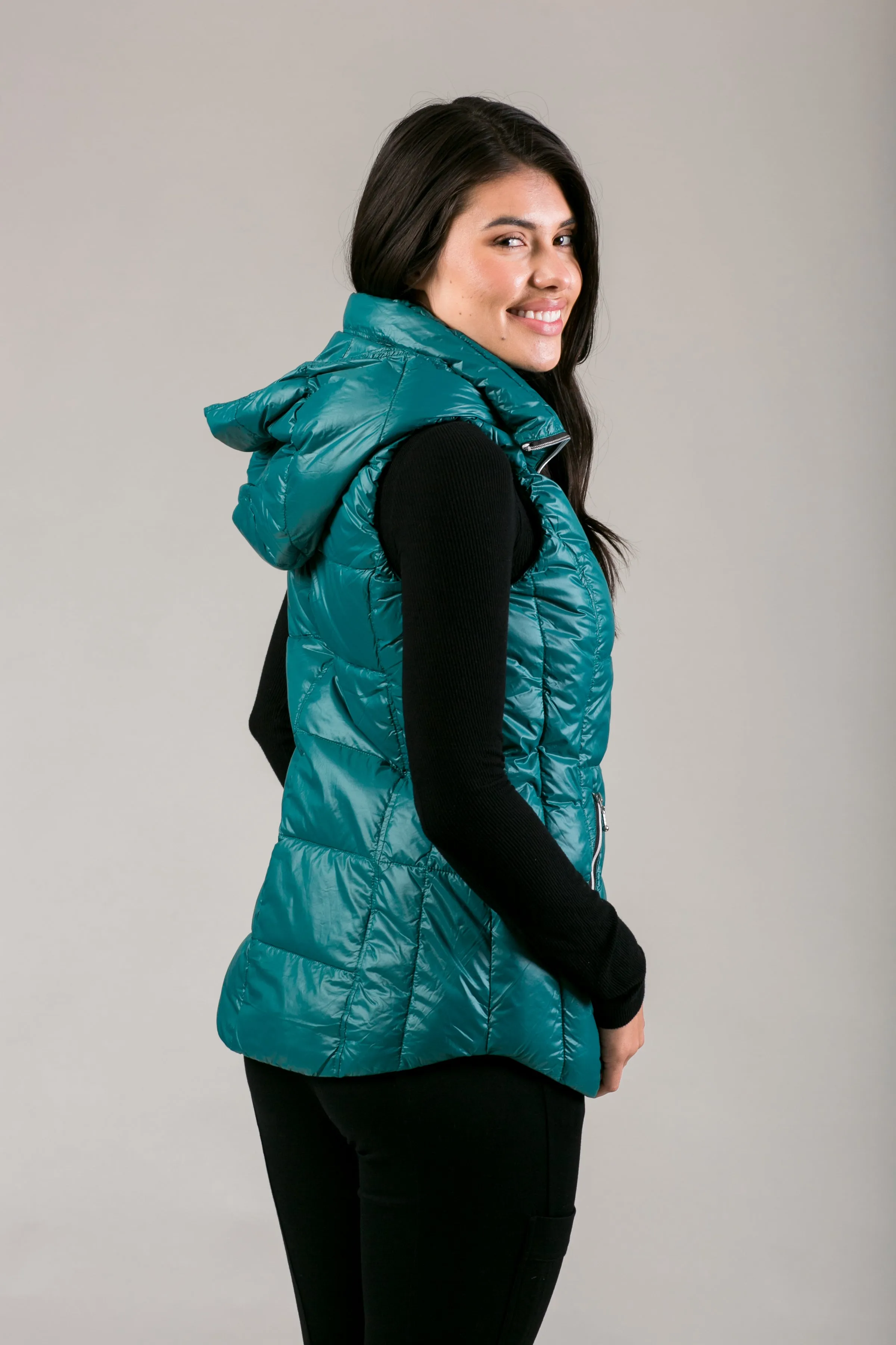 Short Hooded Quilted Vest