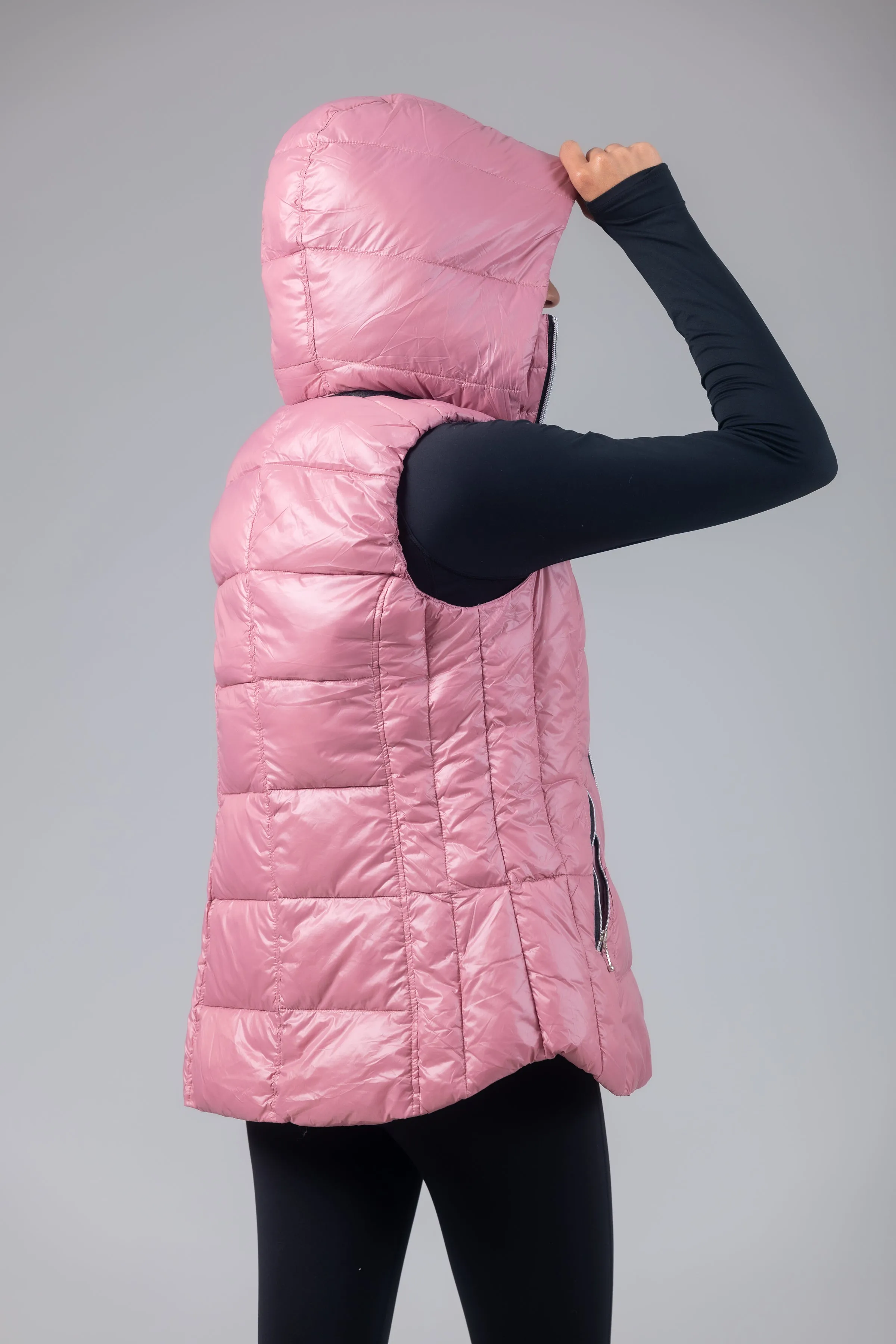 Short Hooded Quilted Vest