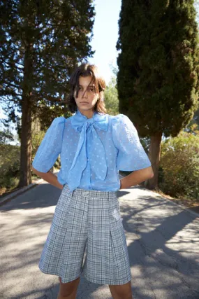 Stella Nova Short Sleeved Summer Blue Bow Shirt