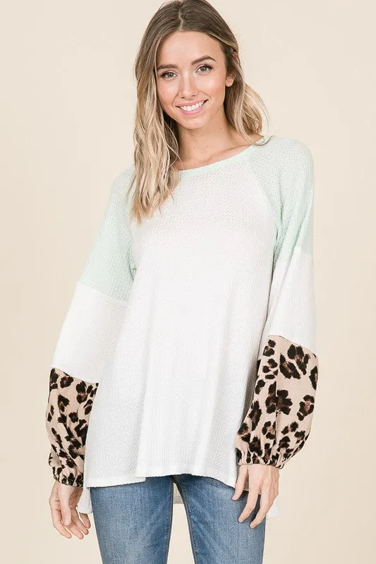 Teal Leopard Block Top