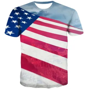 USA T-shirt Men Flag Shirt Print Statue Tshirt Printed Country Tshirt Anime