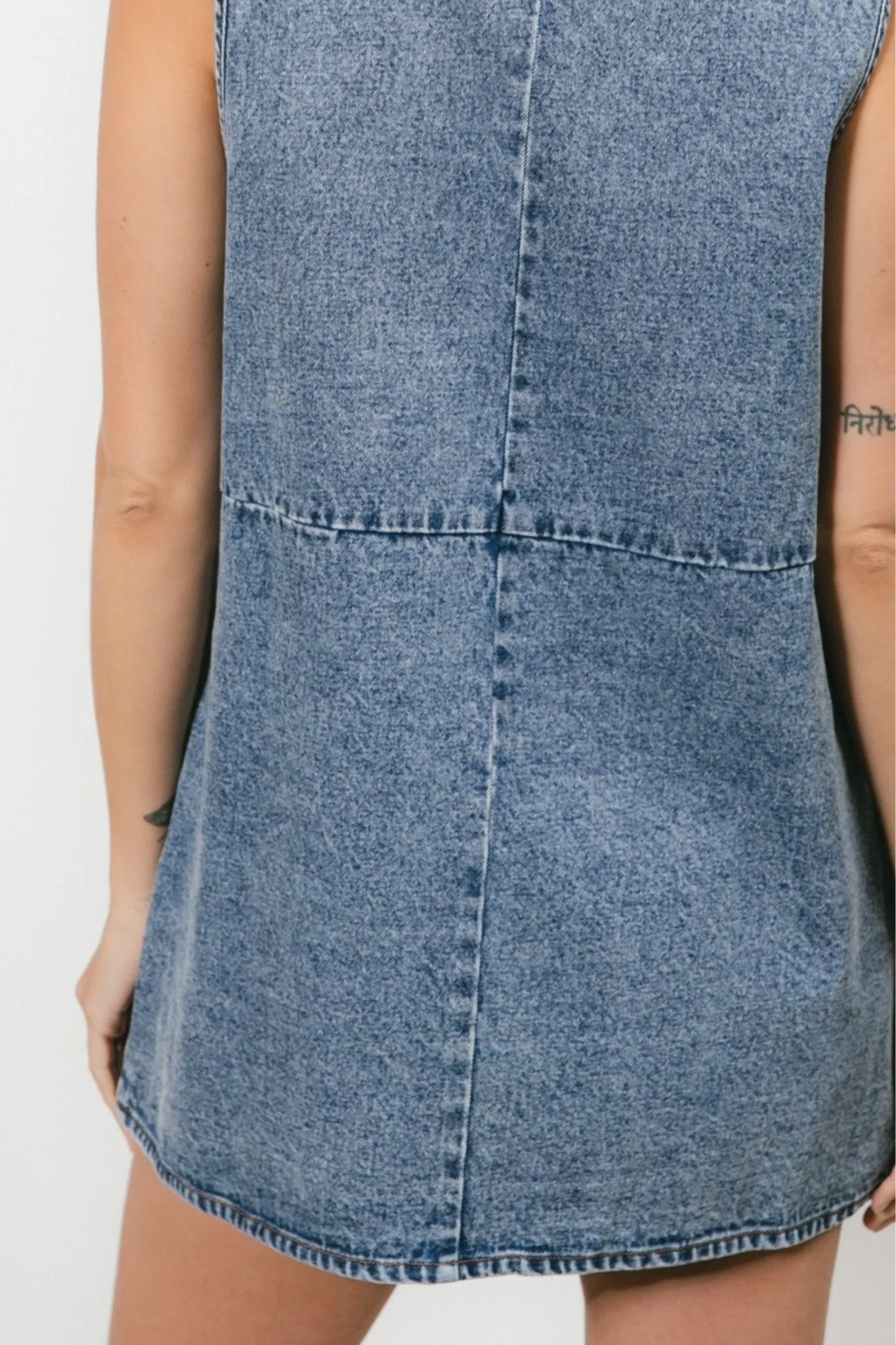 Washed Denim Long Rider Vest