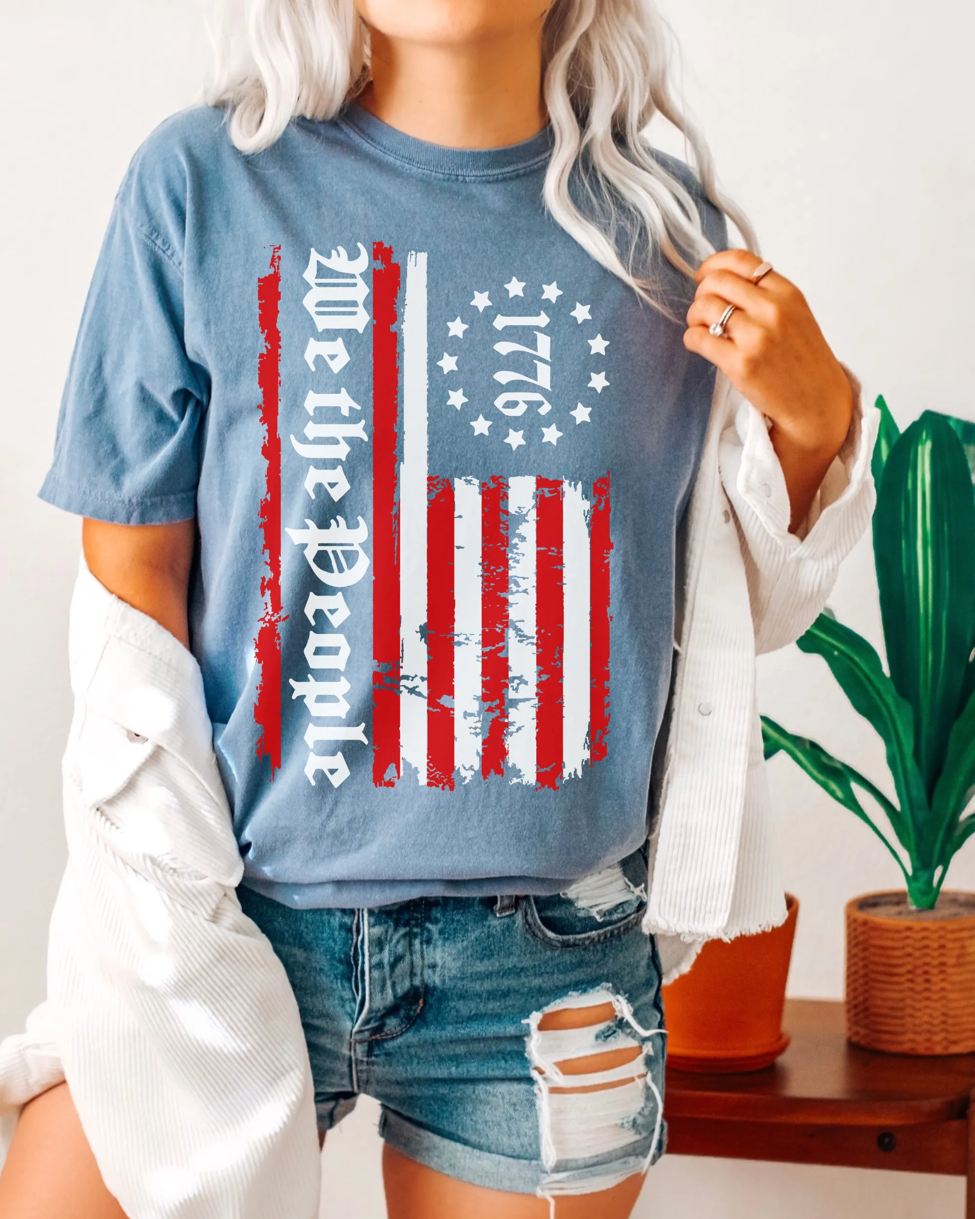 We The People Comfort Colors® Shirt, Trendy 4th Of July T-Shirt, Garment Dyed T-Shirt