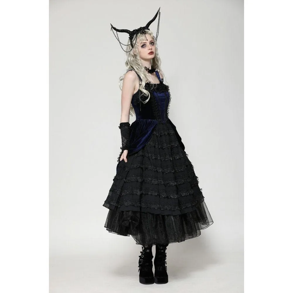 Women's Gothic Lolita Ruffled Lace Slip Dress