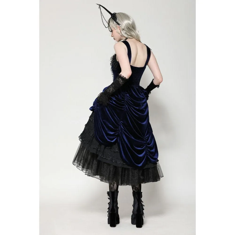 Women's Gothic Lolita Ruffled Lace Slip Dress