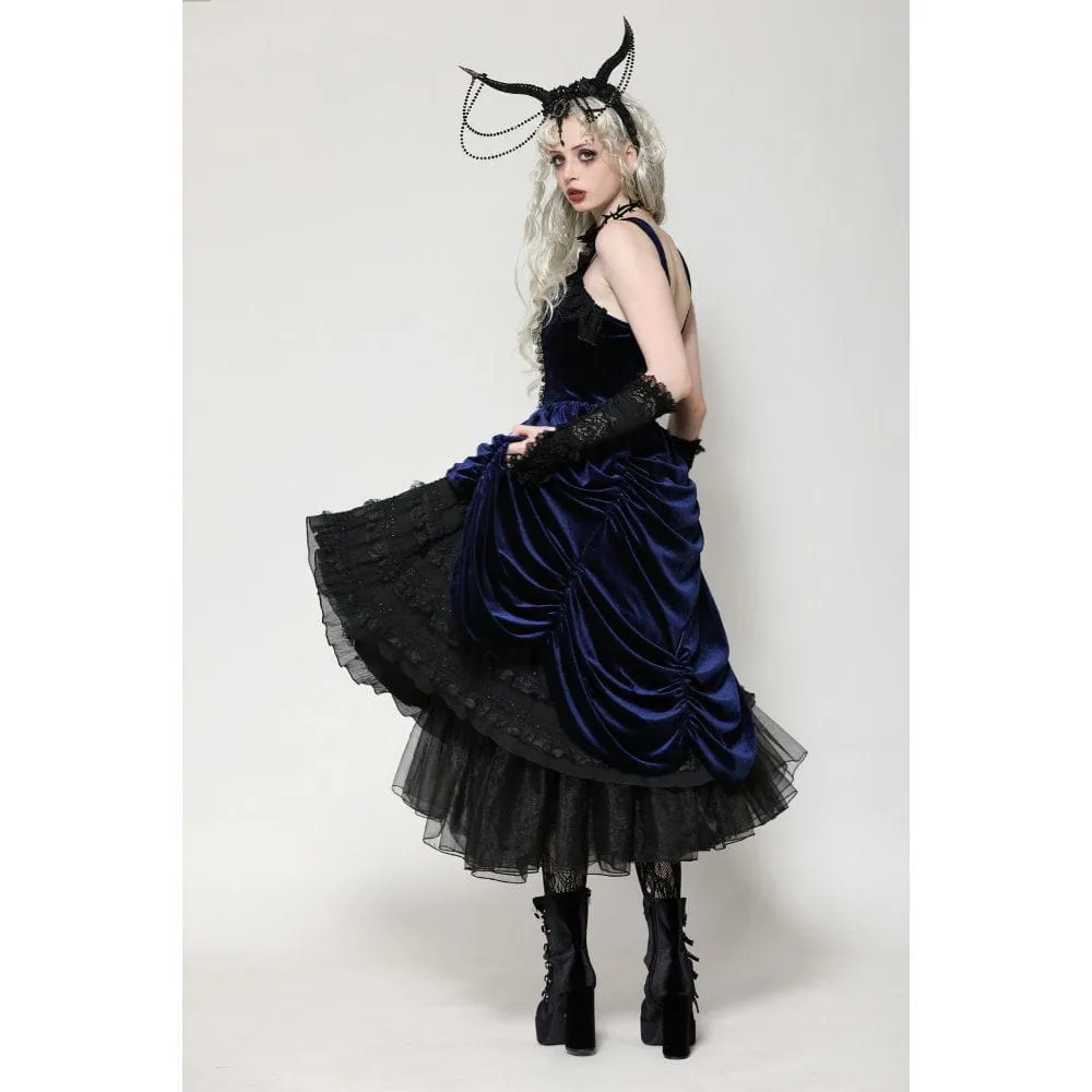 Women's Gothic Lolita Ruffled Lace Slip Dress