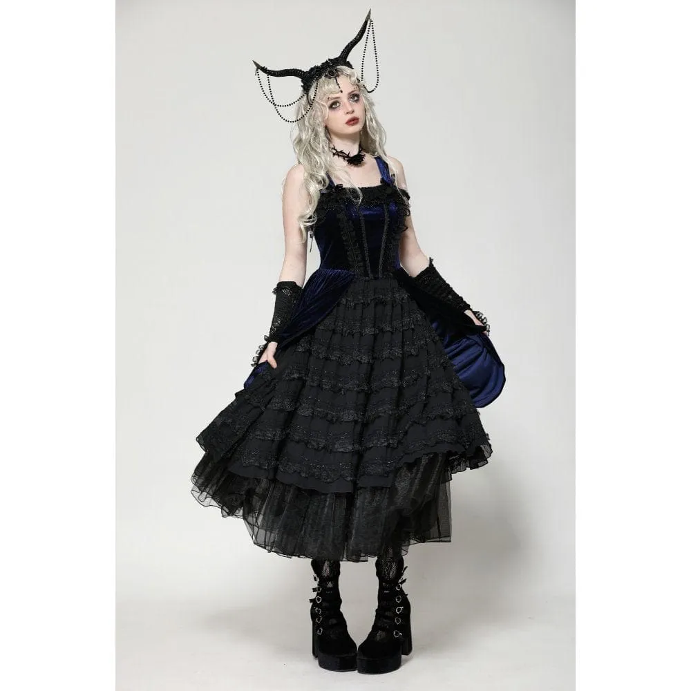 Women's Gothic Lolita Ruffled Lace Slip Dress