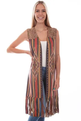 Women's Honey Creek Vest Collection: Serape Aztec Print Fringe