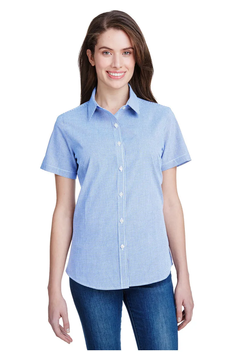 Women's Microcheck Short Sleeve Cotton Shirt