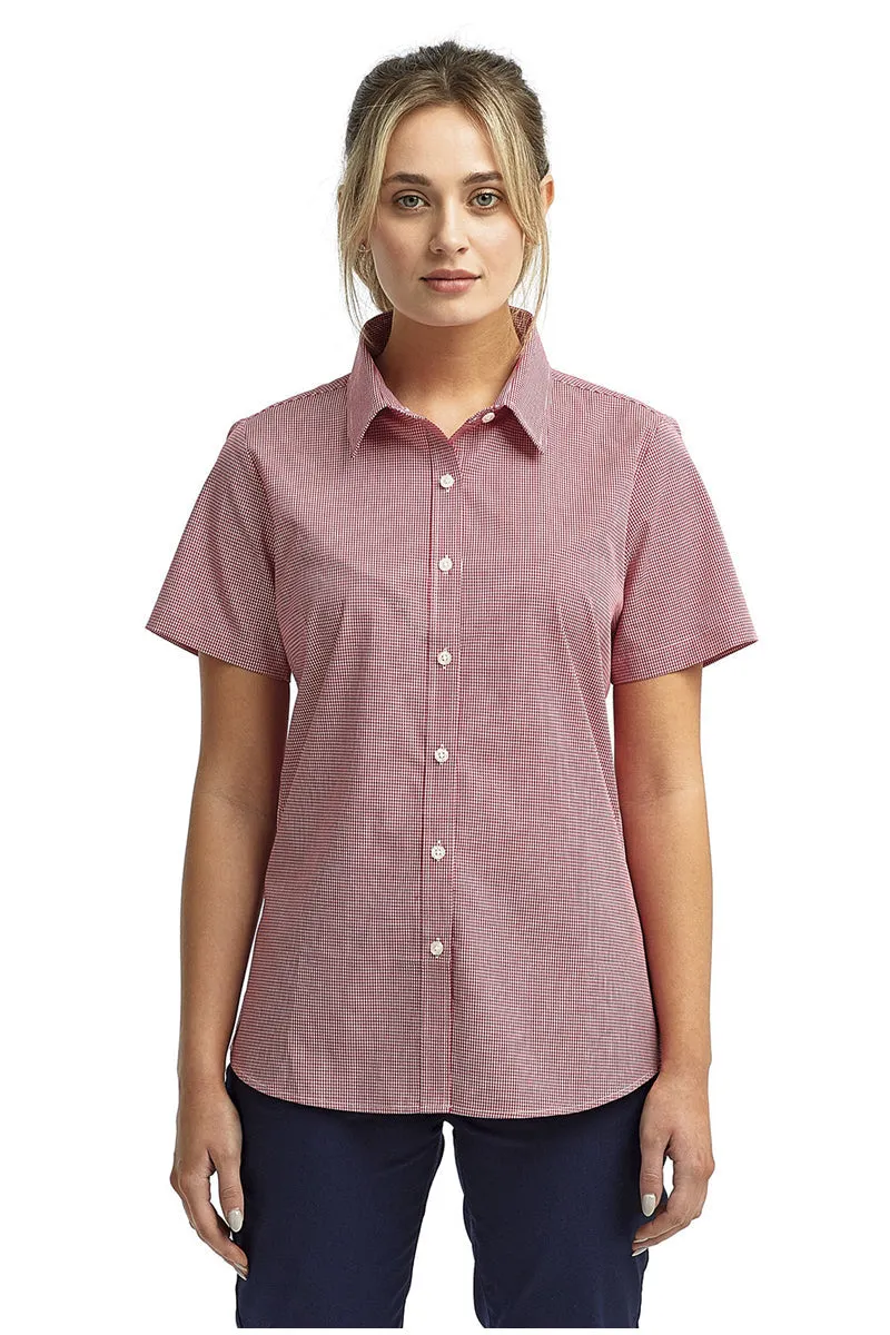 Women's Microcheck Short Sleeve Cotton Shirt