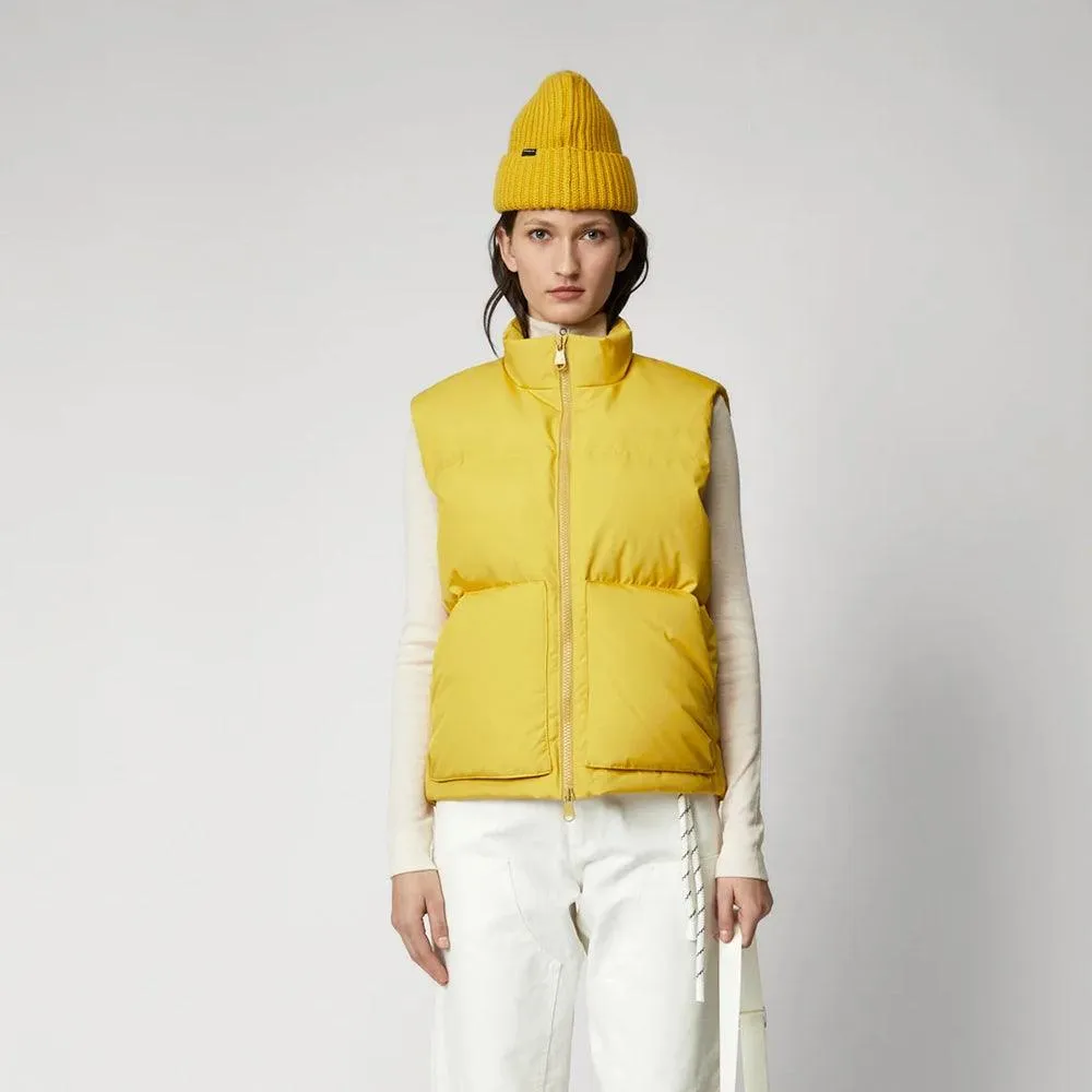 Women's Yellow Sleeveless Puffer Vest