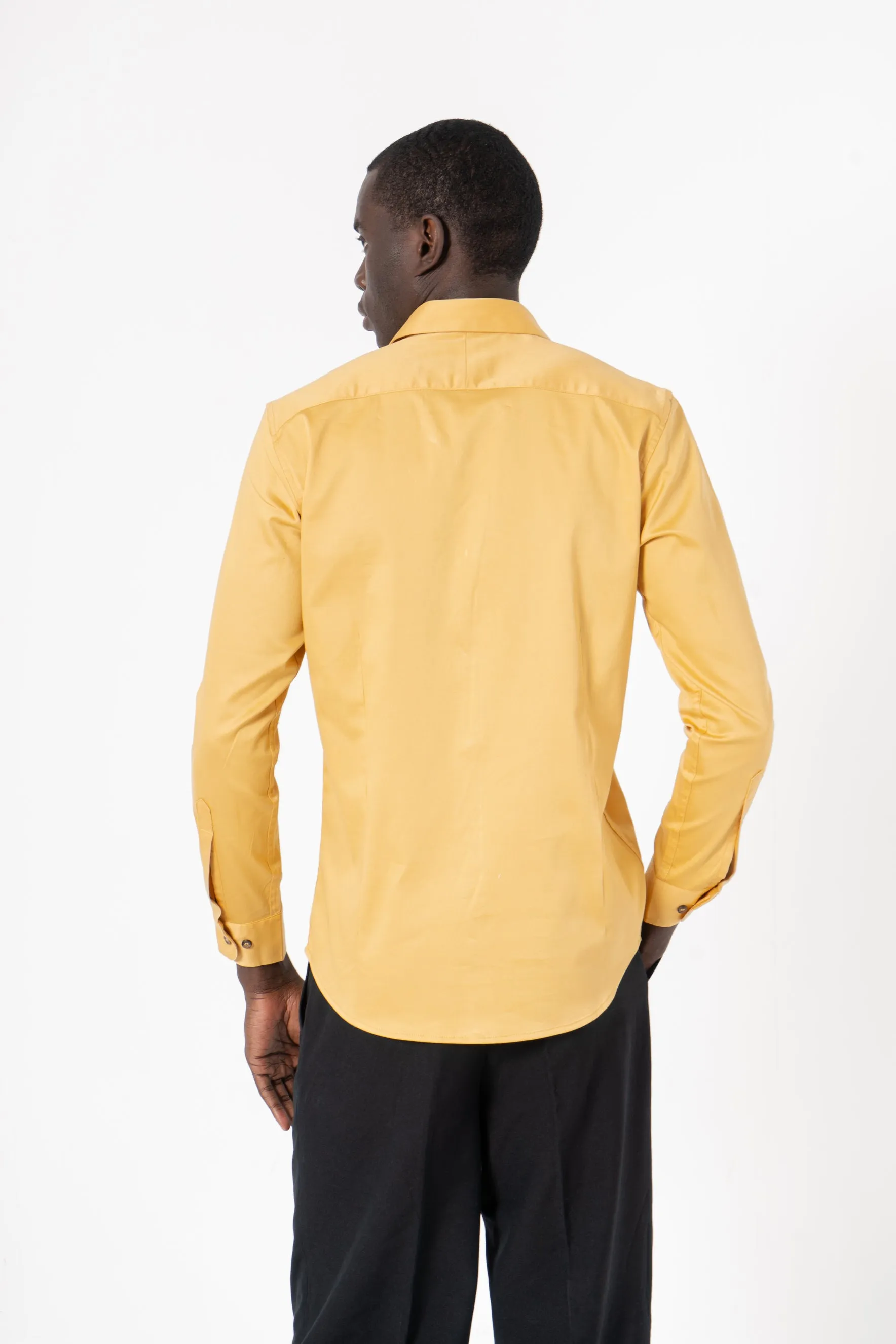 Yellow Solid Print Full Sleeve Shirt